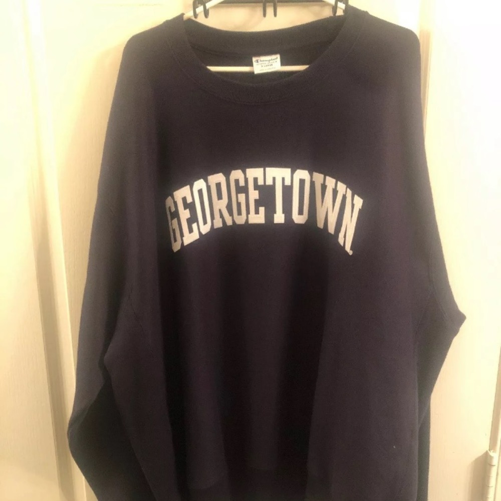 Stitched XL Georgetown Hoyas Sweatshirt Navy Blue
